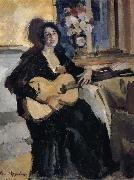 Konstantin Korovin The lady play Guitar France oil painting artist